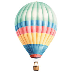 Fototapeta premium A vibrant hot air balloon floating against a clear blue sky capturing the essence of adventure and freedom in the air