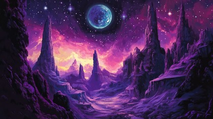 Fototapeta premium Creative canvas illustration featuring fantasy themed design template backgrounds for artistic space displays