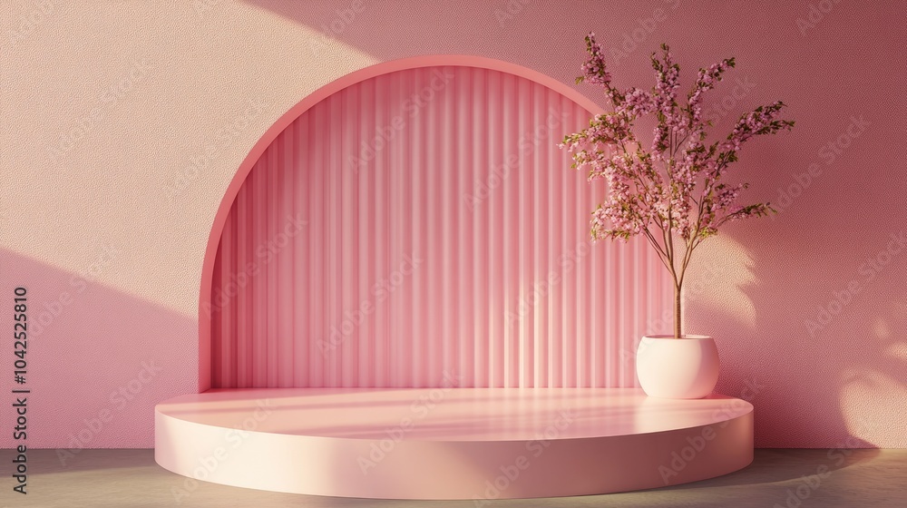 Poster abstract 3d rendering mock up podium for showcasing products minimalistic concept geometric backdrop