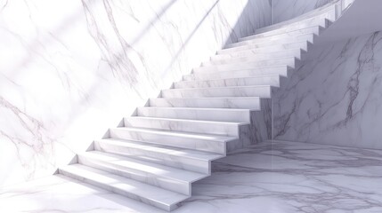 Fototapeta premium 3D rendering of modern white marble stairs for an upscale interior