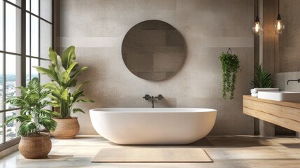 3D rendering of a contemporary bathroom interior design scene