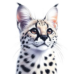 흰 배경, 서벌, 파스텔화 (white background, serval, pastel painting)