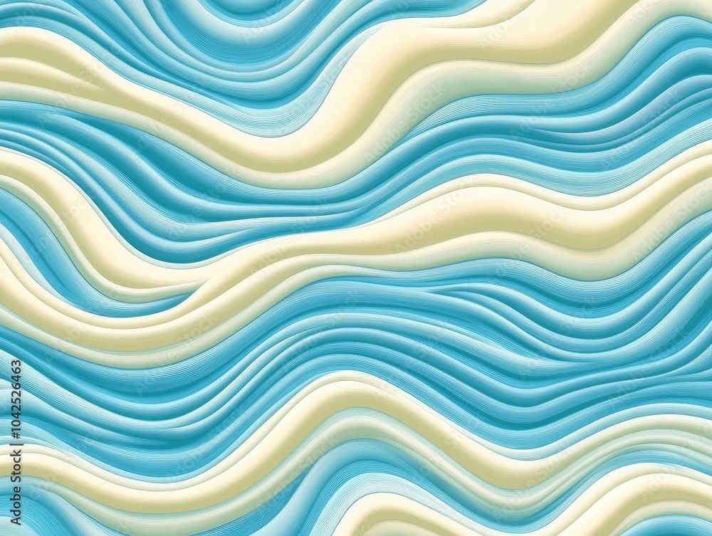 Poster distorted wave fluid 2d cartoon seamless pattern featuring wavy flowing stripes decorative design fo