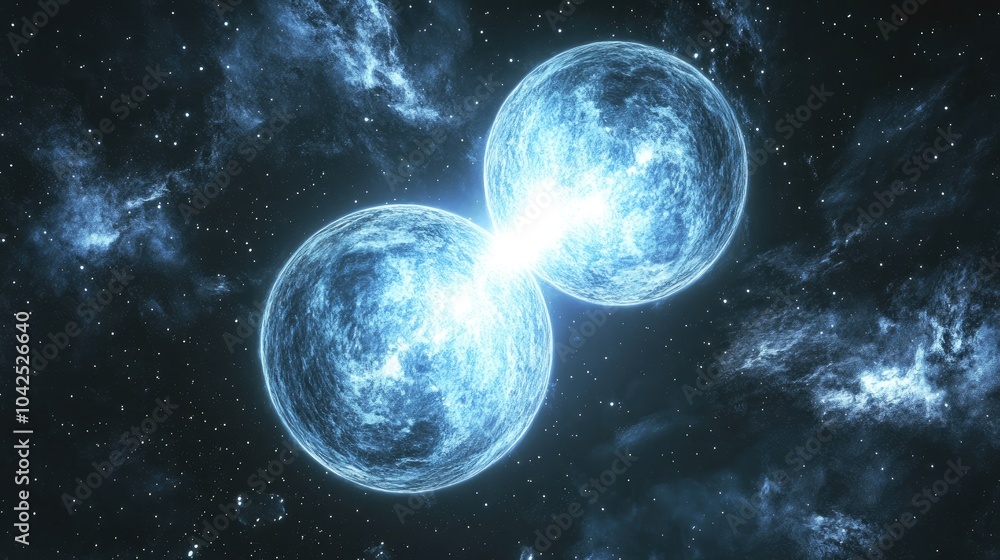 Poster 3d illustration of a binary star system in cartoon rendering 4k