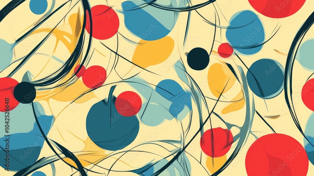 Poster seamless background pattern featuring colorful lines and circles
