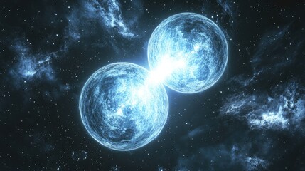 Naklejka premium 3D illustration of a binary star system in cartoon rendering 4K