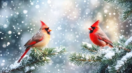 Serenity of Winter with Red Cardinals