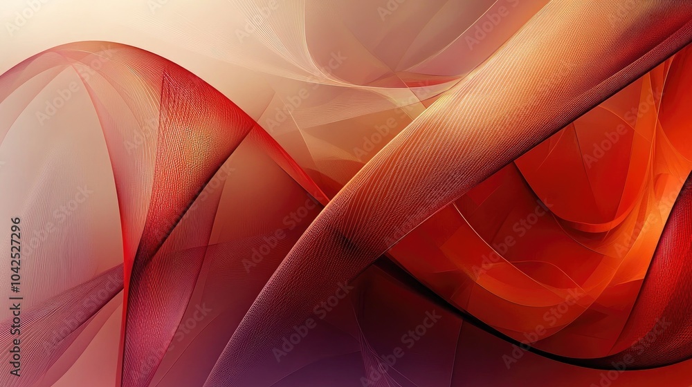 Poster red and brown abstract fantasy lines woven into a gradient background creating a dynamic and visuall