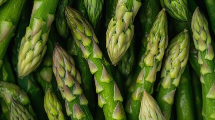 Fototapeta premium A close up of green asparagus with the tips of the spears visible