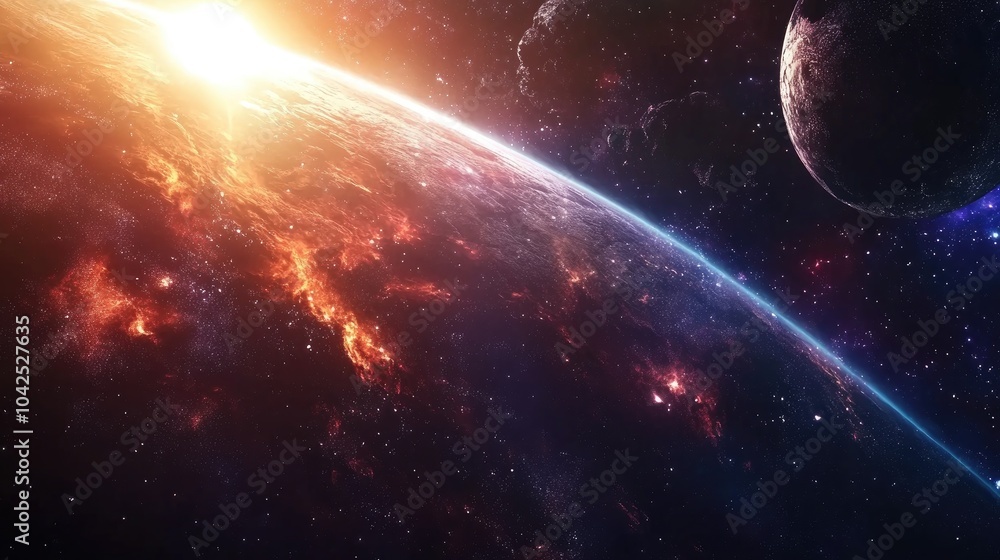 Poster 4k quality and realistic appearance of a 3d cartoon rendering set in space