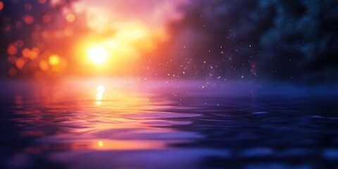 Obraz premium Soft, abstract background of a blurred sunrise reflecting on calm river water, creating a serene and beautiful atmosphere