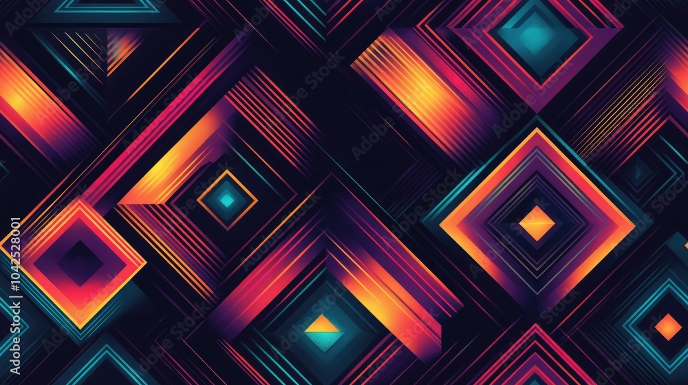 Poster futuristic colorful gradient abstract design featuring a modern trendy geometric seamless pattern su