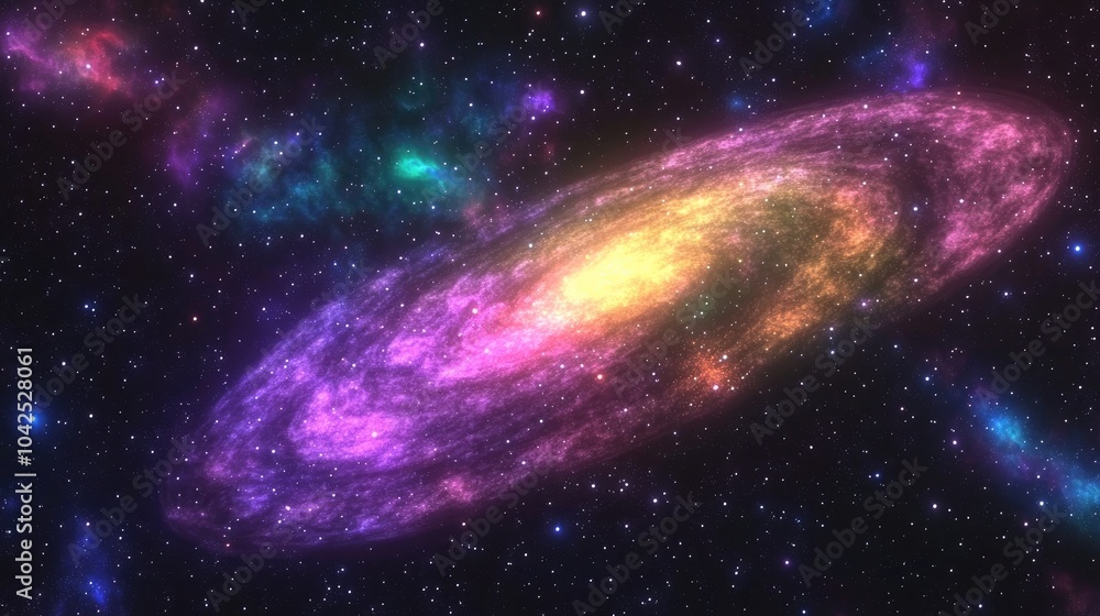 Poster incredibly beautiful galaxy in outer space depicted in a 3d cartoon rendering featuring a nebula nig