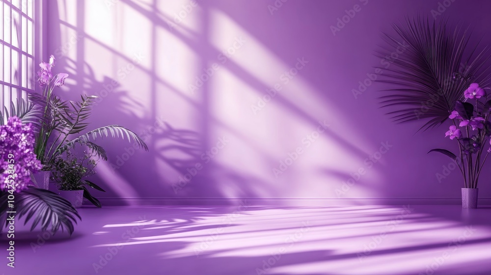 Poster abstract purple studio background for product presentation featuring a 3d rendering of an empty room