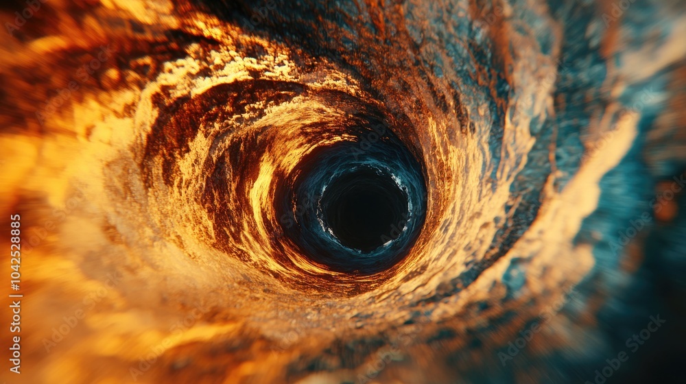 Poster fantasy 3d abstract representation of a wormhole tunnel suitable for space science themes or illustr