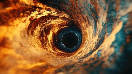 Fantasy 3D abstract representation of a wormhole tunnel suitable for space science themes or illustrations related to interstellar and time travel