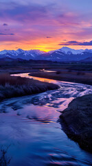 Spellbinding Sunset Over Spectacular Mountainscape Embarking the Journey into Twilight