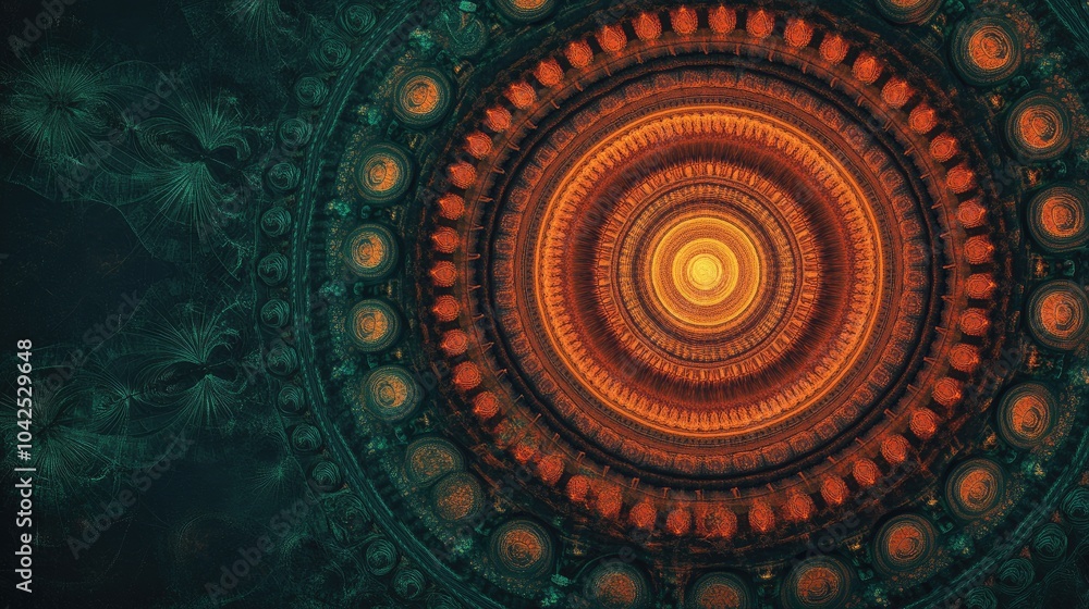 Poster fractal disk backdrop featuring a vibrant kaleidoscopic circular design