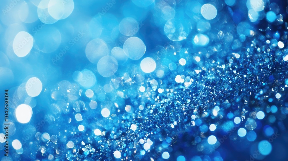 Poster light blue abstract background featuring numerous sparkling highlights with selective focus on some 