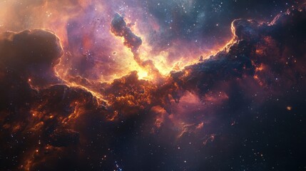 Fototapeta premium A Cosmic Nebula with Glowing Gas and Scattered Stars