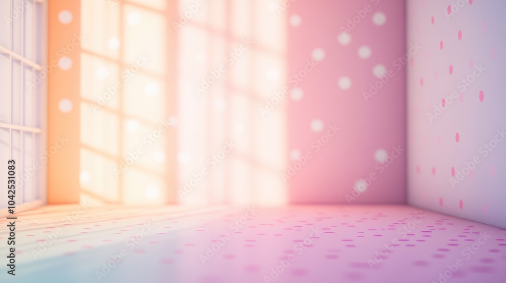 Poster 3d rendering of a studio room with a blurred background featuring a soft gradient pastel design and 