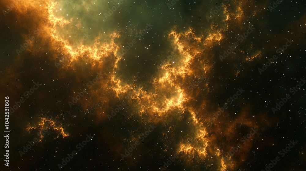 Poster fantasy 3d visualization of a fractal nebula backdrop