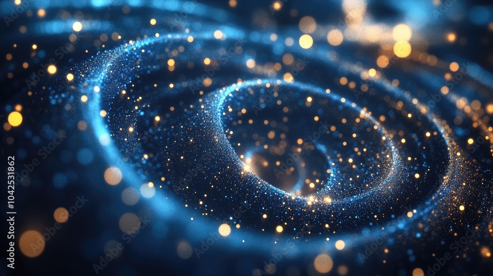 Poster blue glowing euclidean circles fractal with particles geometry abstract background generated by comp