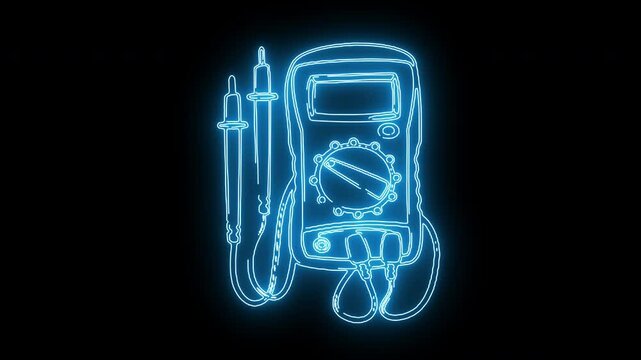 current meter, multimeter, Vector illustration of electricity and electric icon. Collection of electricity and energy vector icon.with blue rays going around