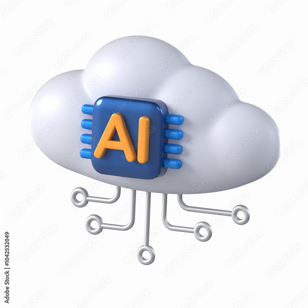Fototapete cloud ai 3d icon artificial intelligence model with transparent background