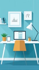 Modern Home Office Setup with Tablet and Smartphone