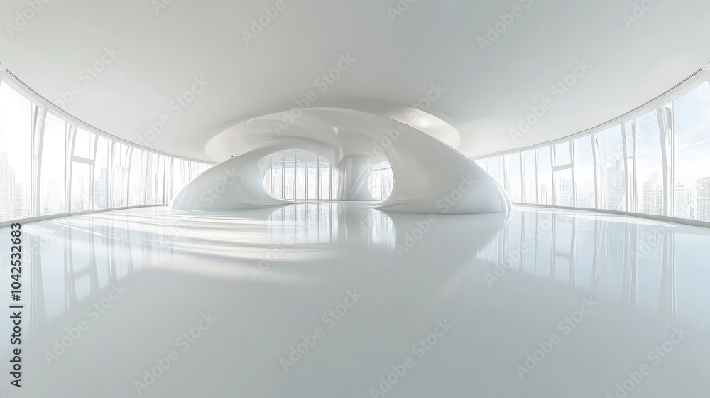 Poster 360 degree panoramic environment map of a bright minimalistic studio with reflections featuring 3d r