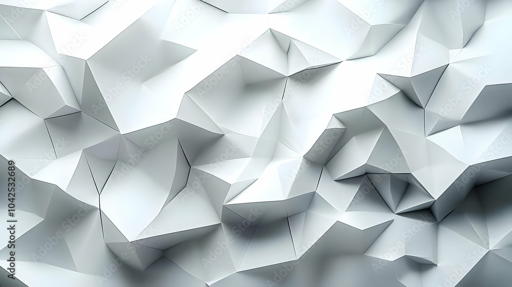 Poster abstract white geometric texture with sharp angles and facets.