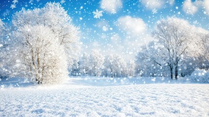 Fototapeta premium Serene Winter Scene with Gentle Falling Snowflakes