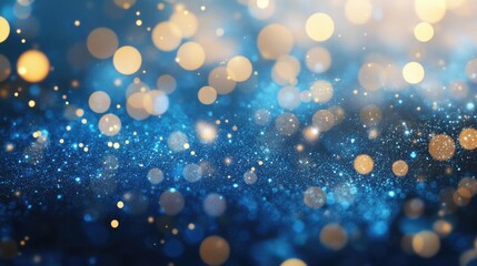 Blue Glitter Particle Background for Royal Awards Elegant Bokeh Shine Template for Grand Luxury Corporate Design Premium Abstract Banner for Celebrations and Certificates