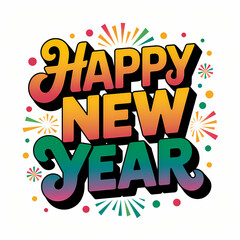 Obraz premium Happy New Year Illustration, isolated on white background 