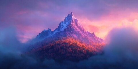 Fototapeta premium Autumn hues on a mountain peak, Mountain peak with autumn colors