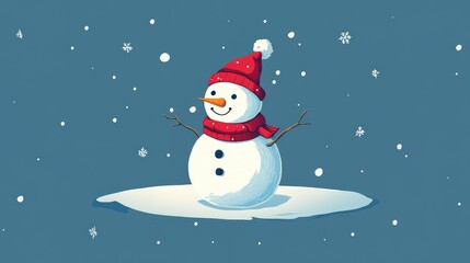 Naklejka premium Flat color illustration depicting a snowman