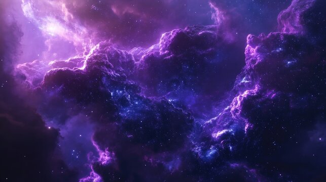 Galaxy space background featuring a magical nebula filled night sky in purple tones accompanied by a blue starry cosmic wallpaper with stardust An abstract 3D render depicting an infinite dark gal