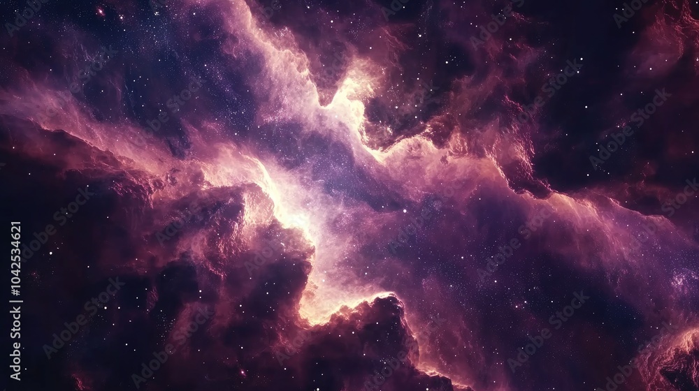 Aufkleber beautiful nebula in a deep space universe with a 3d cartoon rendering filled with stars and galaxies