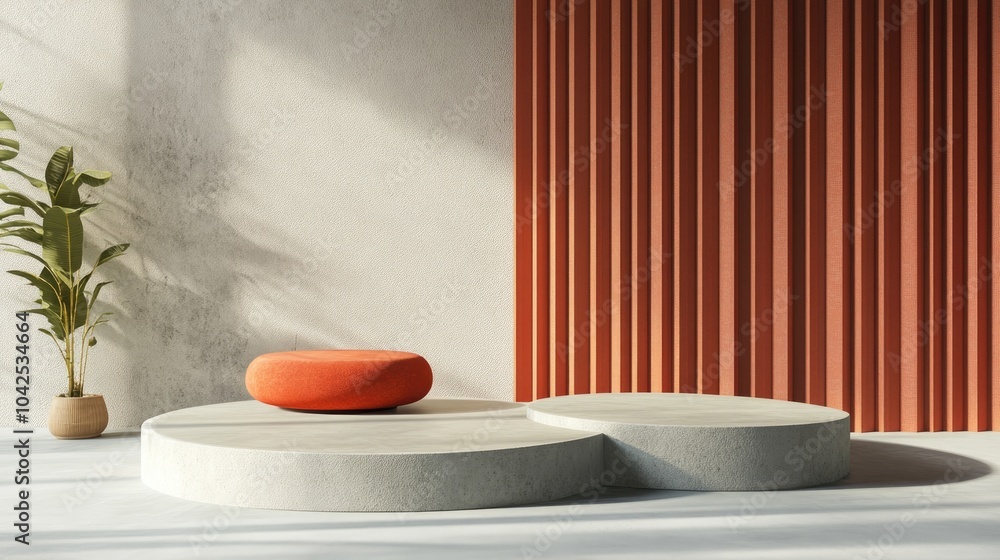 Poster abstract 3d rendering of a mock up podium for showcasing products featuring a minimalistic geometric