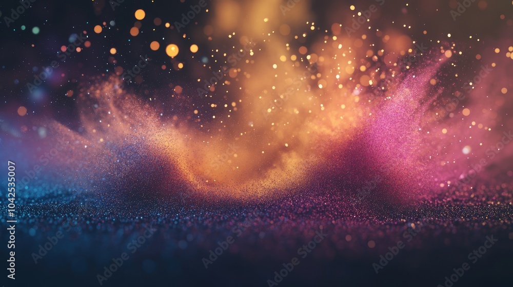 Poster abstract powder splatted background with a freeze motion effect of color powder exploding featuring 