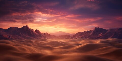 Naklejka premium Landscape of mountains in a desert valley, Desert valley with mountainous scenery