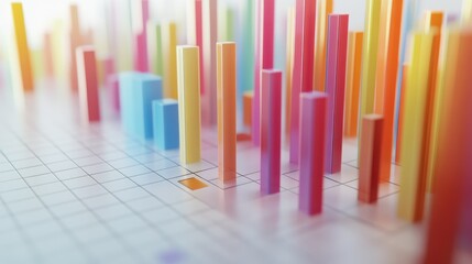 Obraz premium A colorful 3D bar graph illustrating data visualization and analysis.