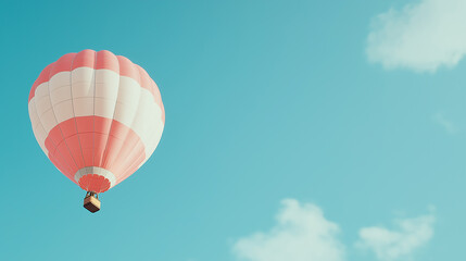 Fototapeta premium Colorful Hot Air Balloon Floating Peacefully in the Vast Blue Sky