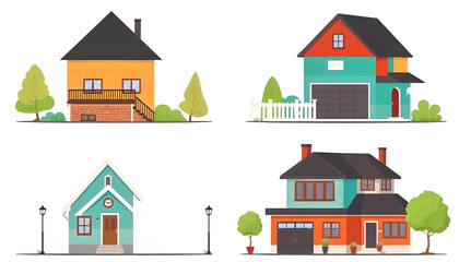 home house modern living exterior cartoon illustration