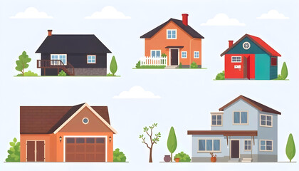 home house modern living exterior cartoon illustration