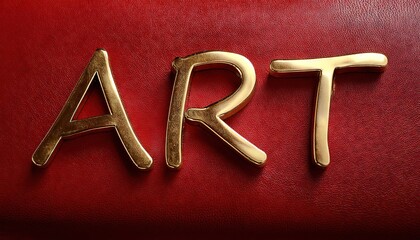Golden Letter Art on Red Background