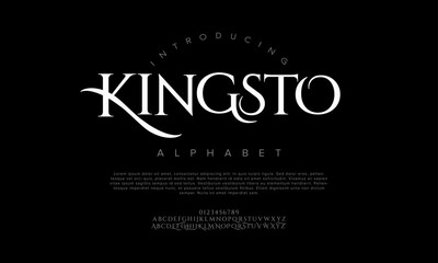 Kingsto typography beauty fashion elegant minimalist serif italic fonts decorative wedding vintage retro logos. Minimal luxury font alphabet logo. Vector illustration