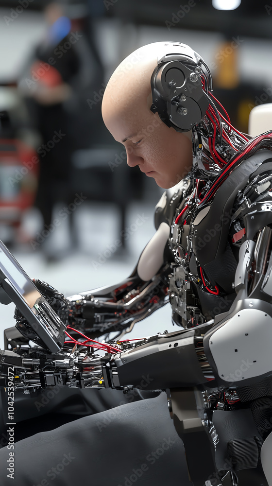 Poster exploring the future of robotics a close-up on human-like androids in modern technology