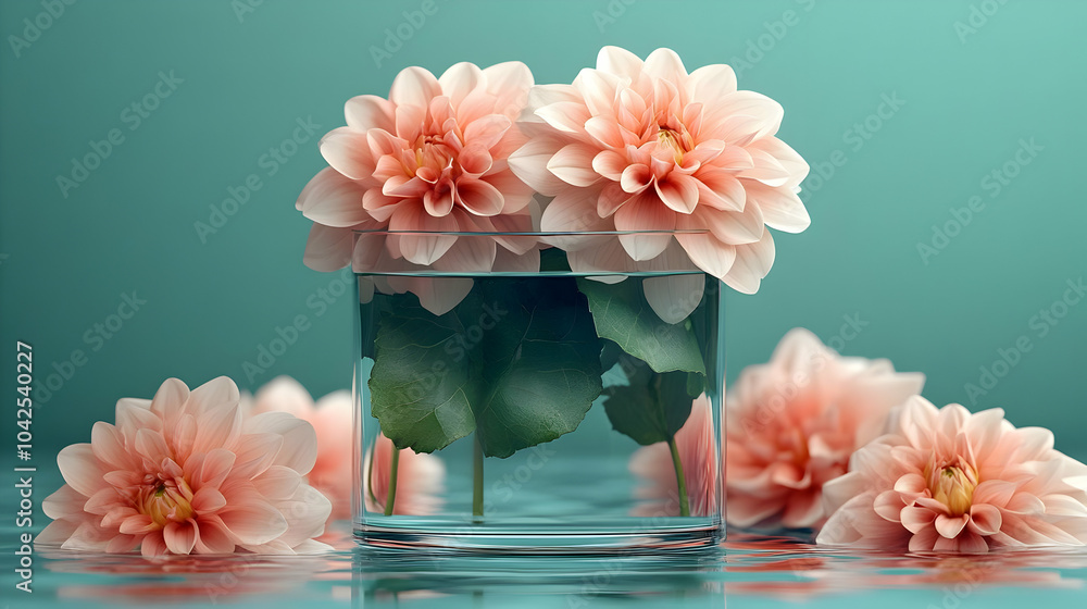 Canvas Prints A serene arrangement of pink flowers in a glass vase.